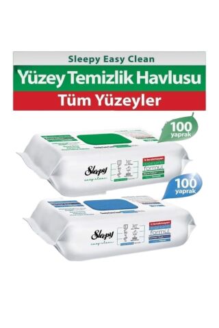 Sleepy Easy Clean Beyaz Sabunlu 100'lü + Çamaşır Suyu Katkılı Temizlik Havlusu 100'lü