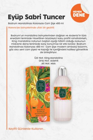 Eyüp Sabri Tuncer Bodrum Mandalinası Kolonyası Cam Şişe 400 ml