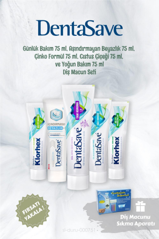 DentaSave Diş Macunu Seti 5'li ve Diş Macunu Sıkma Apartı