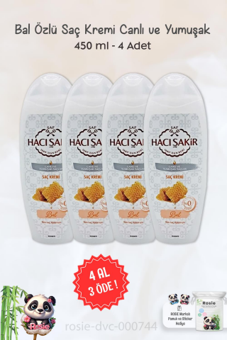 4 AL 3 ÖDE Hacı Şakir Bal Saç Kremi Canlı Ve Yumuşak Saçlar 450 ml ve ROSIE