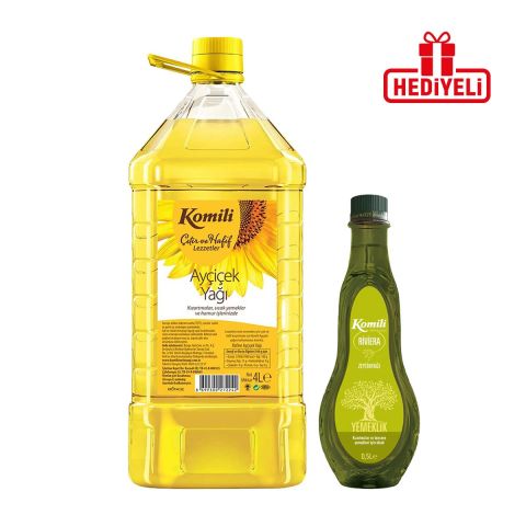 Komili Ayçiçek Yağı Pet 4 lt (500 ML Riviera Hediyeli)
