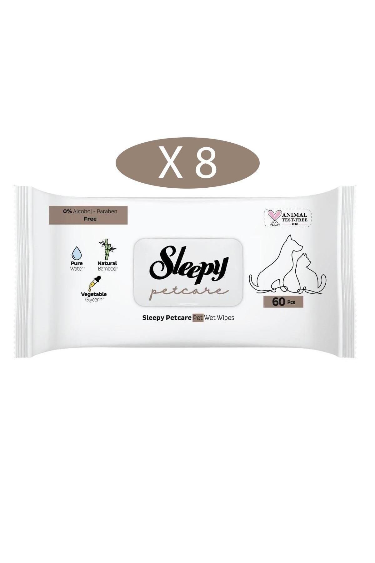 Sleepy Petcare Evcil Hayvan Islak Havlusu 60lı x 8 Adet (480 Yaprak)