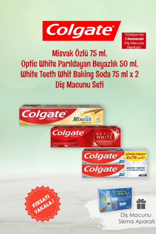 Colgate Diş Macunu Seti 3'lü ve Pratik Diş Macunu Sıkma Aparatı