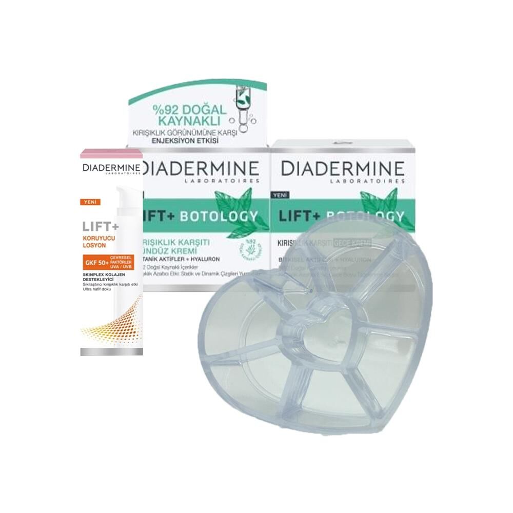 Diadermine Lift+ Kırışıklık karşıtı Koruyucu Losyon 40 ml, Lift + Botology Gündüz Kremi ve Diadermine Makyaj Düzenleyici Hediyeli