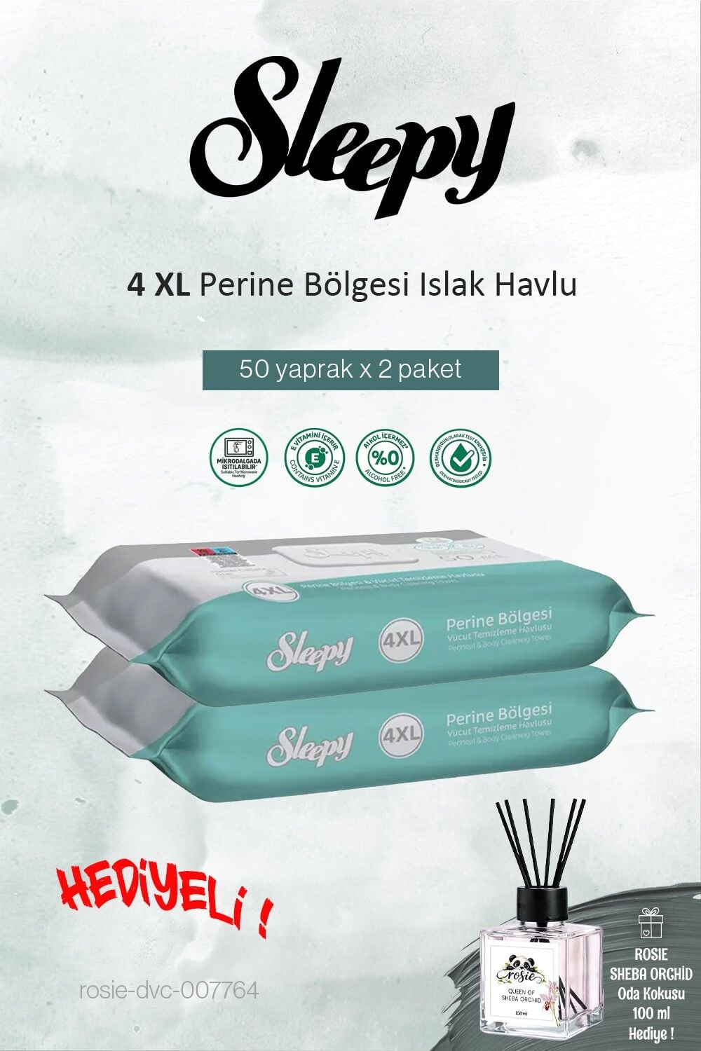 Sleepy Perine Bölgesi Vücut Havlusu 50'li 2 adet ve ROSIE