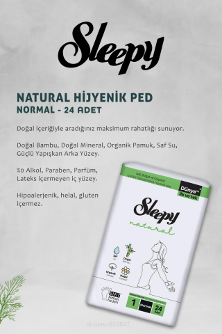 Sleepy Natural Hijyenik Ped Normal 24 Adet 17 AL 15 ÖDE ve Doğal Islak Mendil 50 li