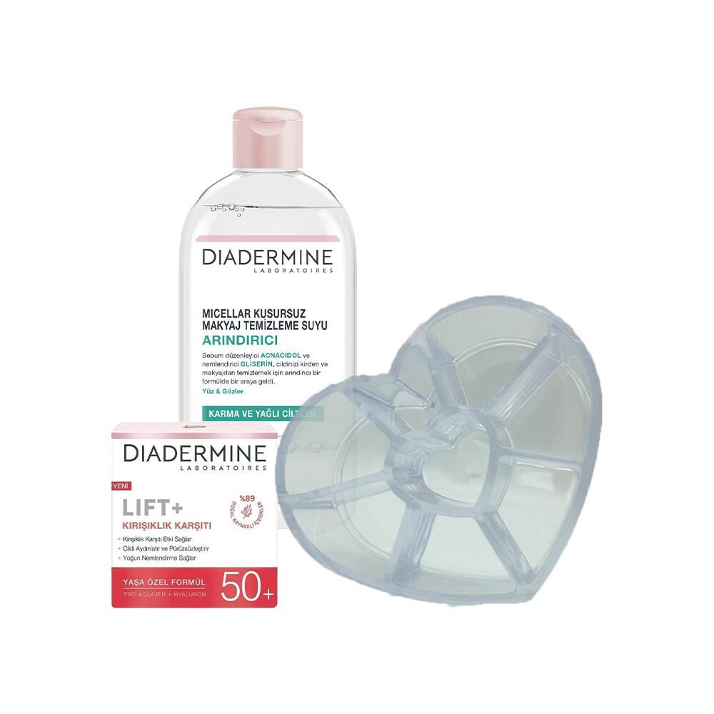DIADERMINE Micellar Makyaj Temizleme Suyu 400 ml, Kırışıklık Karşıtı Krem ve Diadermine Makyaj Düzenleyici Hediyeli