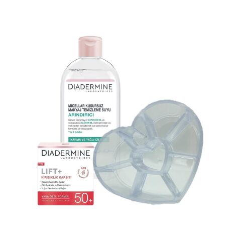 DIADERMINE Micellar Makyaj Temizleme Suyu 400 ml, Kırışıklık Karşıtı Krem ve Diadermine Makyaj Düzenleyici Hediyeli