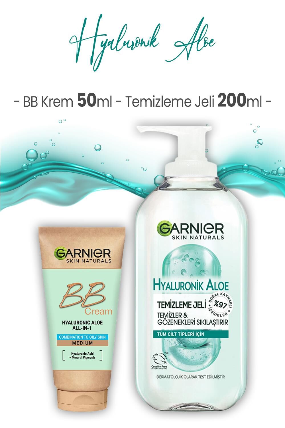 Garnier Hyaluronik Aloe Temizleme Jeli 200 ml ve BB Krem Orta Ton 50 ml