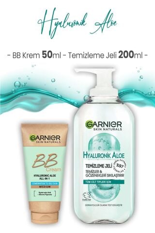 Garnier Hyaluronik Aloe Temizleme Jeli 200 ml ve BB Krem Orta Ton 50 ml