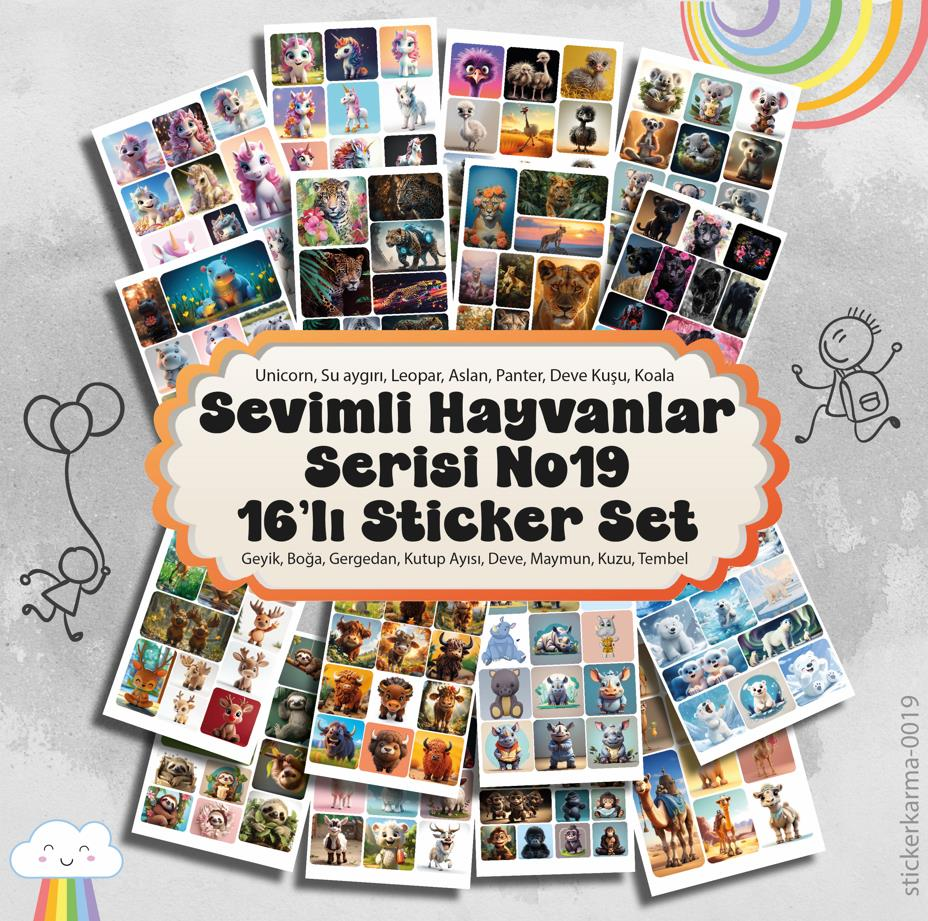 178 ADET Amazon Serisi 16 Sayfa Sticker Sevimli Hayvanlar