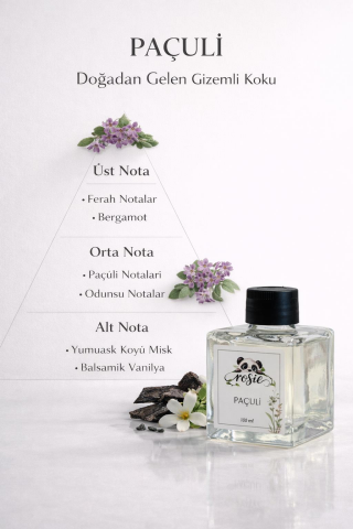 Rosie Paçuli Çubuklu Oda Kokusu 100 ml – Doğanın Derin ve Gizemli Kokusu