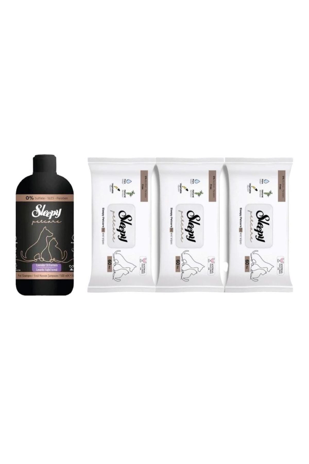 Sleepy Lavanta Yağlı Evcil Hayvan Şampuanı 500 ml+Temizleme Mendili 3 Adet 180 Yaprak