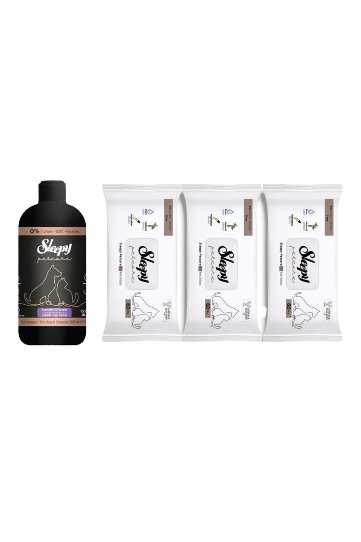 Sleepy Lavanta Yağlı Evcil Hayvan Şampuanı 500 ml+Temizleme Mendili 3 Adet 180 Yaprak