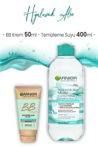 Garnier Hyaluronik Aloe Temizleme Suyu 400 ml ve BB Krem Orta Ton 50 ml