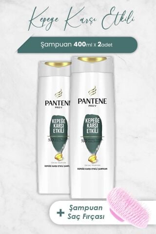 Pantene Kepeğe Karşı Etkili 400 ml Şampuan x 2 Adet ve Şampuan Fırçası
