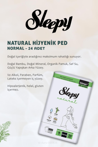 Sleepy 11 AL 10 ÖDE Natural Hassas Hijyenik Ped Normal 24 Adet ve Disk Pamuk