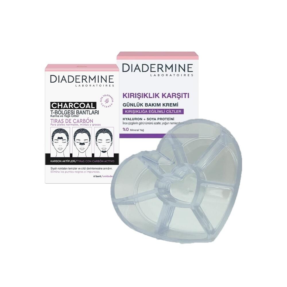 Diadermine Kömürlü T Bölgesi Bantları, Kırışıklık Karşıtı Günlük Krem ve Diadermine Makyaj Düzenleyici Hediyeli