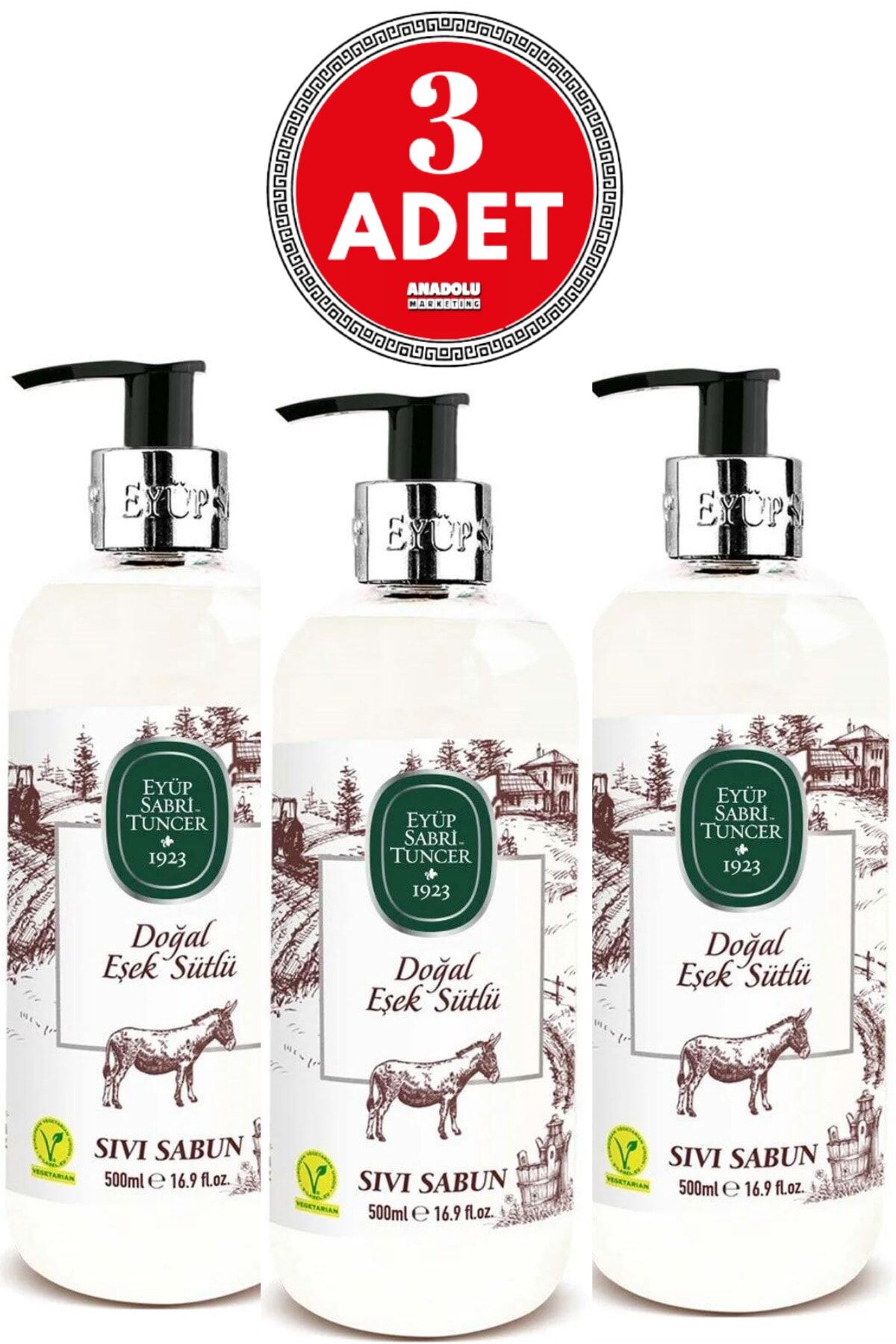 Eyüp Sabri Tuncer Doğal Eşek Sütlü Sıvı Sabun 500 ml x 3 Adet