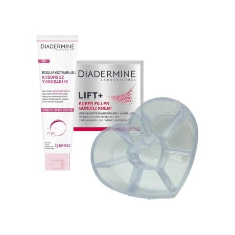 Diadermine LIFT+ Super Filler Gündüz Kremi 50 ML, Yüz Yıkama Jeli ve Diadermine Makyaj Düzenleyici Hediyeli