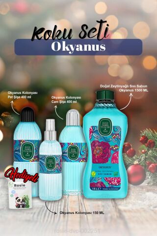 3'lü Okyanus Kolonya, Sıvı Sabun 1500ml ve Rosie Pamuk