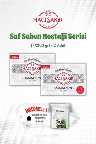 Hacı Şakir Hamam Keyfi Saf Sabun Nostalji Serisi 4'lü 200 gr X2 ve ROSIE