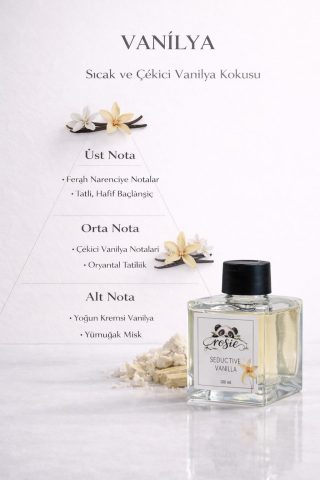 Rosie Seductive Vanilla 100 ml Çubuklu Oda Kokusu – Baştan Çıkarıcı Vanilya Kokusu
