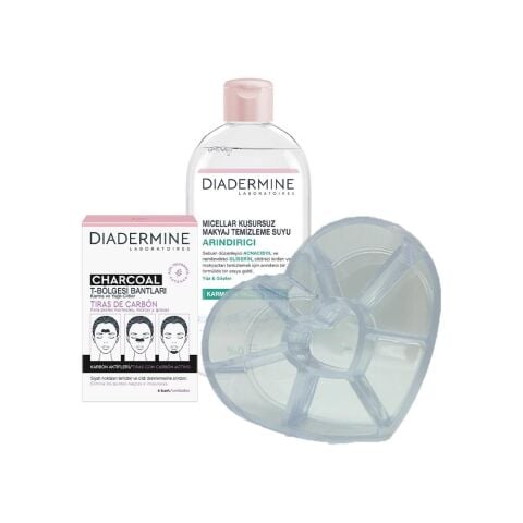 DIADERMINE Micellar Makyaj Temizleme Suyu 400 ml, T Bölgesi Bantları ve Diadermine Makyaj Düzenleyici Hediyeli