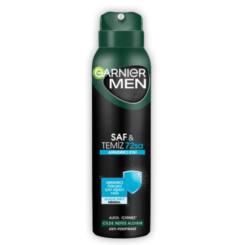 Garnier Men 72H Saf ve Temiz Erkek Deodorant 150 ml