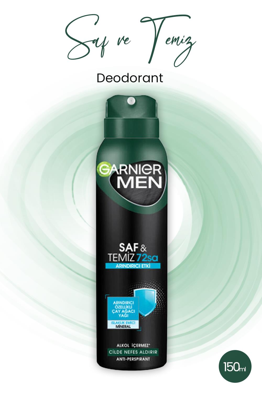 Garnier Men 72H Saf ve Temiz Erkek Deodorant 150 ml
