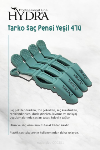 2 Adet Tarko Hydra 2192 Saç Pensi 4 Lü Yeşil ve ROSIE