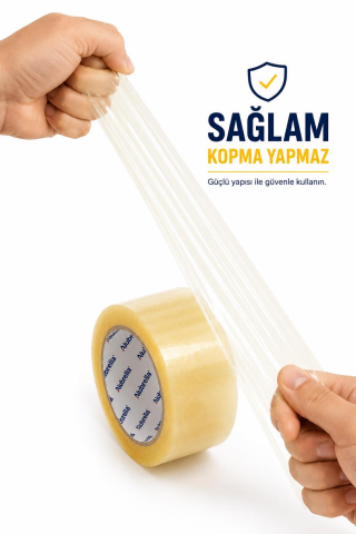 Ultra Premium Koli Bandı, 45 mm x 100 mt, şeffaf hotmelt 40 micron