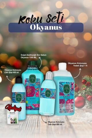 Kolonya 1lt, Sıvı Sabun 1500ml, 2'li Kolonya Okyanus 400ml ve Rosie Pamuk