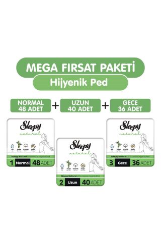 Natural Ultra Hassas Hijyenik Ped 124 Adet Ped Mega Fırsat Paketi