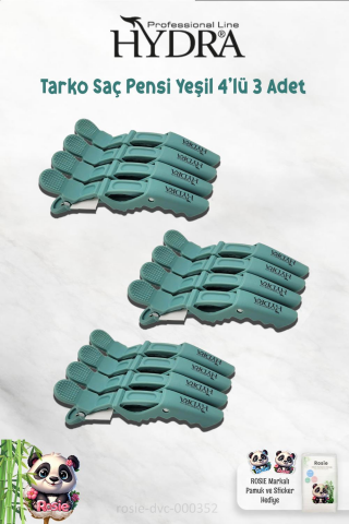 3 Adet Tarko Hydra 2192 Saç Pensi 4 Lü Yeşil ve ROSIE