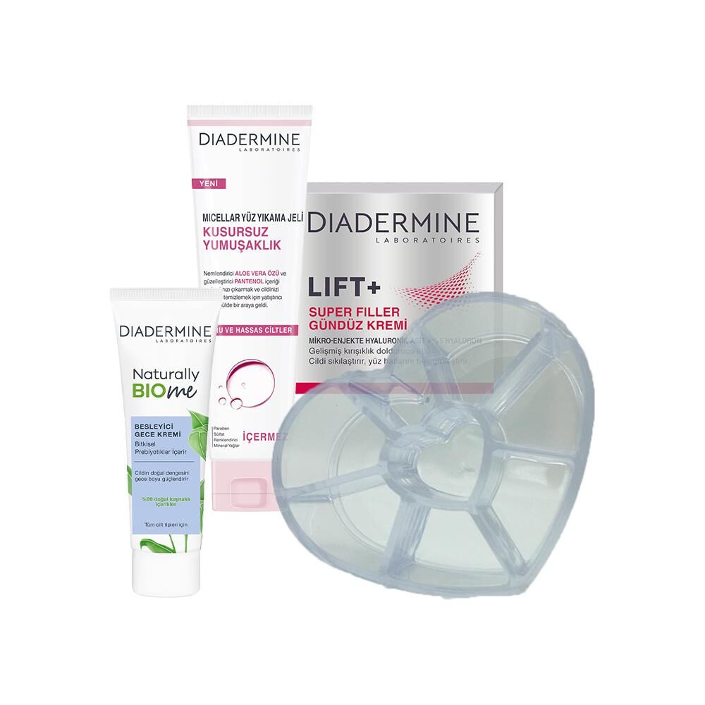 Diadermine Yüz Yıkama Jeli, Gündüz Kremi, Gece Kremi ve Diadermine Makyaj Düzenleyici Hediyeli