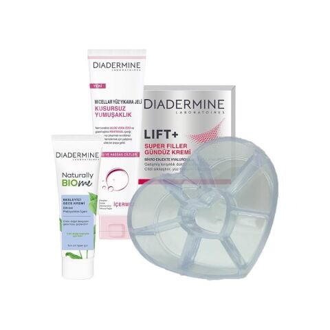 Diadermine Yüz Yıkama Jeli, Gündüz Kremi, Gece Kremi ve Diadermine Makyaj Düzenleyici Hediyeli