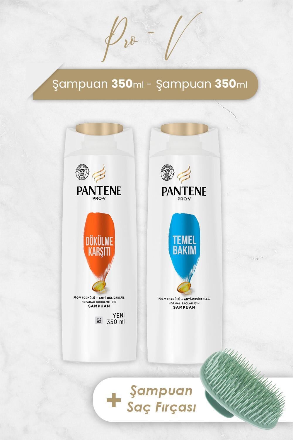 Pantene Şampuan Pro-V Temel Bakım ve Dökülme Karşıtı 350 ml ve Şampuan Fırçası
