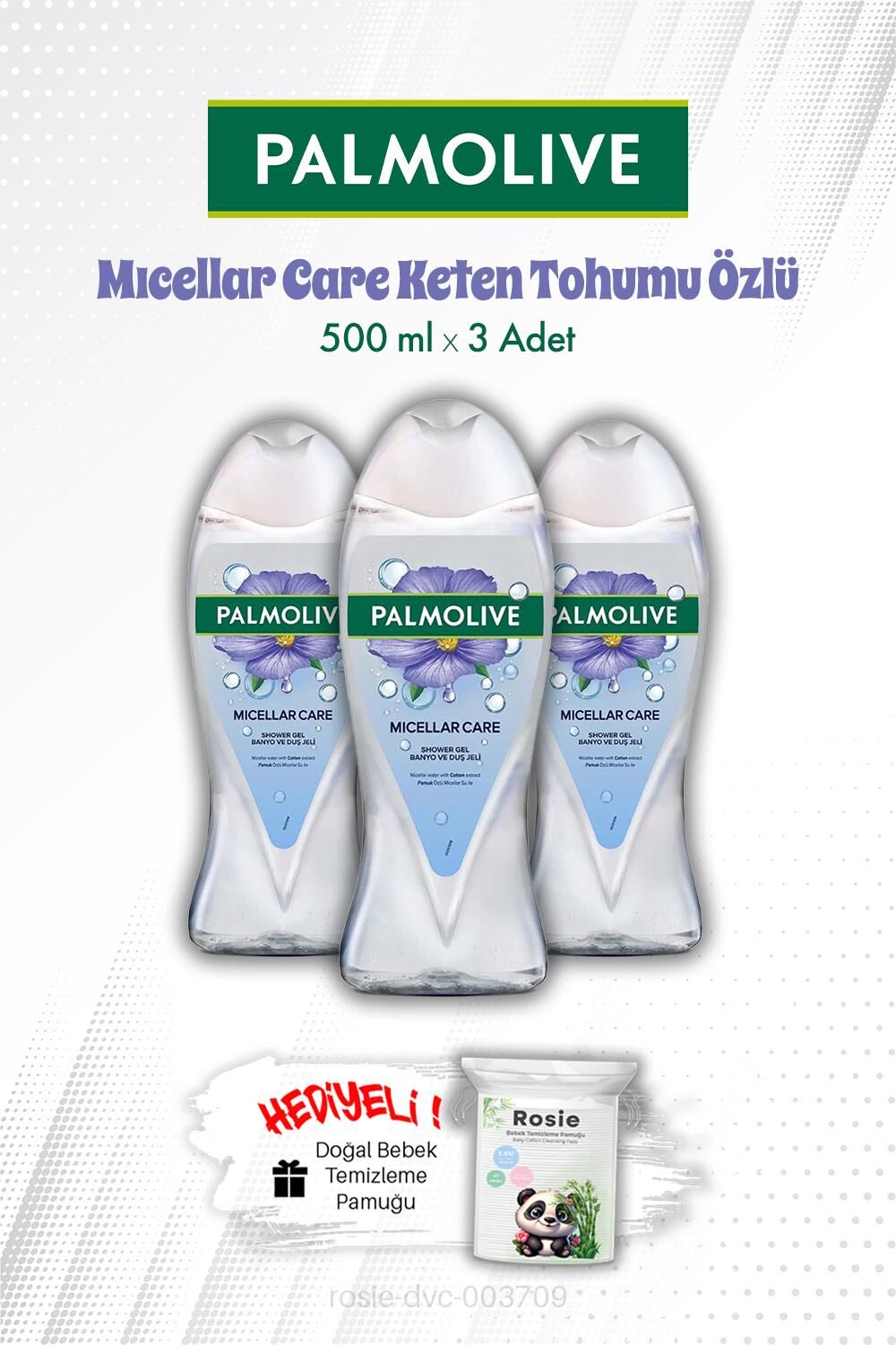 Duş Jeli 3'lü Mıcellar Care Keten Tohumu Özlü 500 ML ve ROSIE