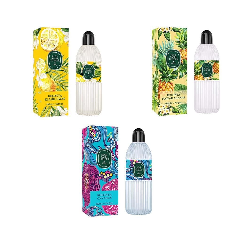 Eyüp Sabri Tuncer Kolonya Okyanus, Klasik Limon ve Hawaii Ananas Pet Şişe 400 ml