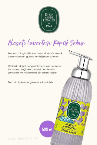 Eyüp Sabri Tunce 3'lü Alaçatı Lavantası Köpük Sabun 500 ml ve %100 Pamuk ROSIE