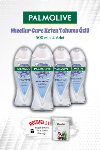 4 Adet 500 ML Palmolive Mıcellar Care Keten Tohumu Özlü Duş Jeli ve ROSIE