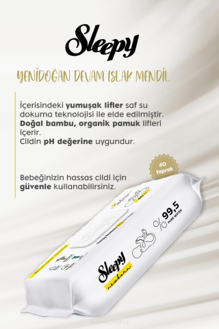 Sleepy Yenidoğan Devam Islak Havlu 40x35 (1400  yaprak) ve Sticker Seti 32 Sayfa