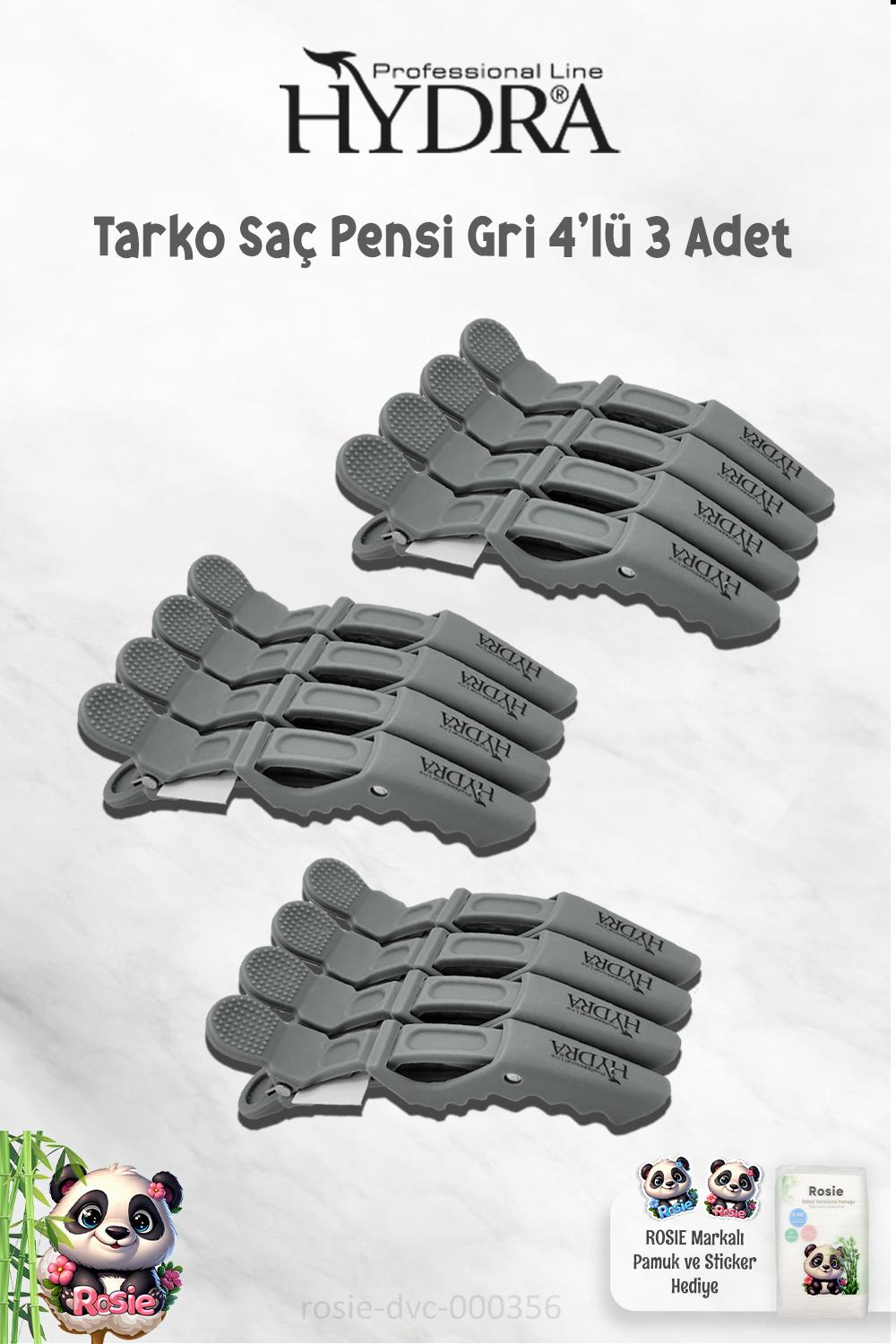 3 Adet Tarko Hydra 2192 Saç Pensi 4 Lü Gri ve ROSIE