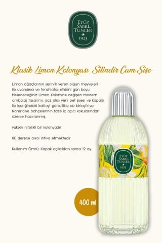 Limon Kolonyası 150 ml ve Silindir Cam 400 ml, Sprey 150 ml Rosie Hediye