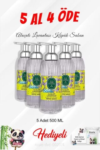 Köpük Sabun Alaçatı Lavantası 500 ML 5 Al 4 Öde ve Rosie Pamuk