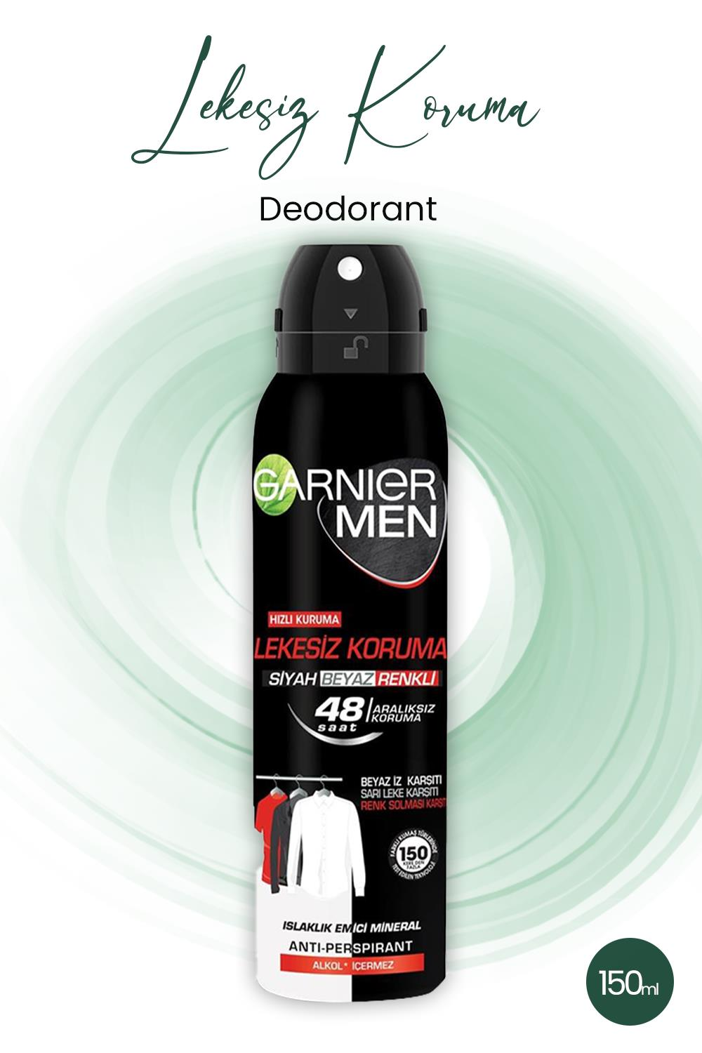 Garnier Men 48H Lekesiz Koruma Erkek Deodorant 150 ml