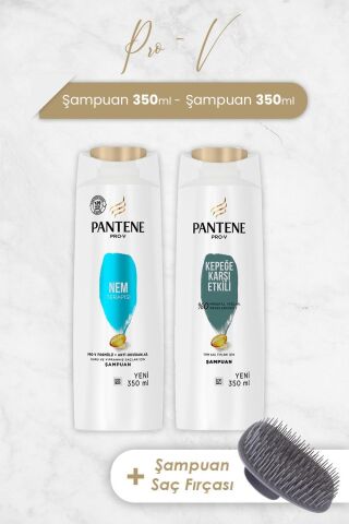 Pantene Şampuan Pro-V Nem Terapisi ve Kepeğe Karşı 350 ml ve Şampuan Fırçası