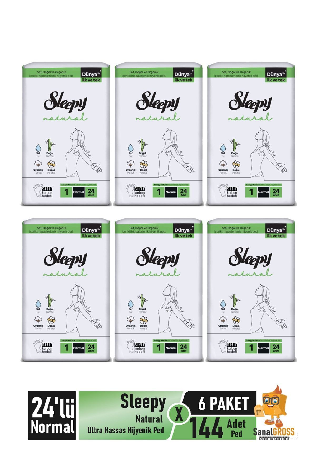 Natural Ultra Hassas Hijyenik Ped 24'lü Normal X 6 Paket