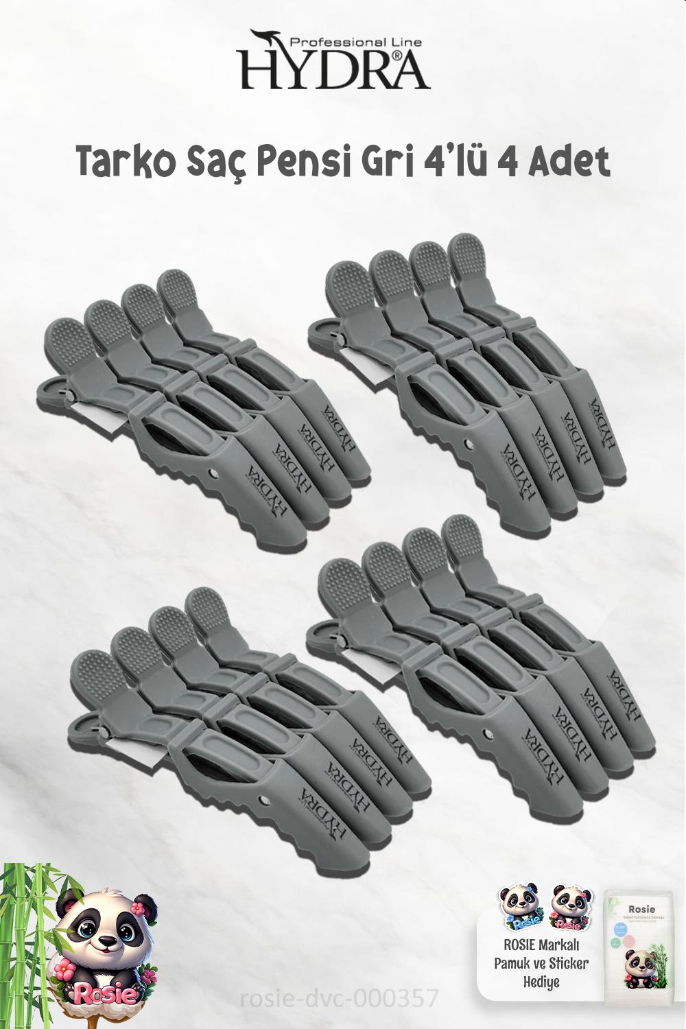 4 Adet Tarko Hydra 2192 Saç Pensi 4 Lü Gri ve ROSIE